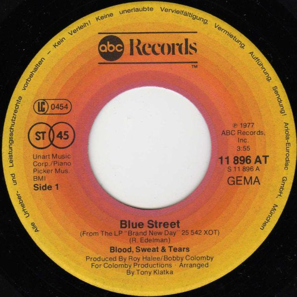 Blood, Sweat And Tears : Blue Street (7", Single)