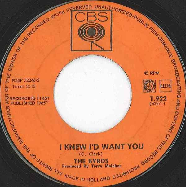 The Byrds : Mr. Tambourine Man / I Knew I'd Want You (7", Single)