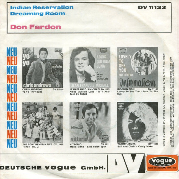 Don Fardon : Indian Reservation (7", Single)