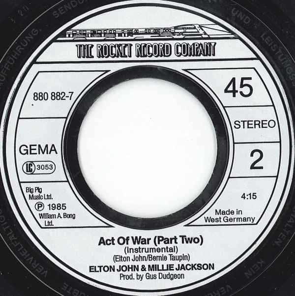 Elton John & Millie Jackson : Act Of War (7", Single)