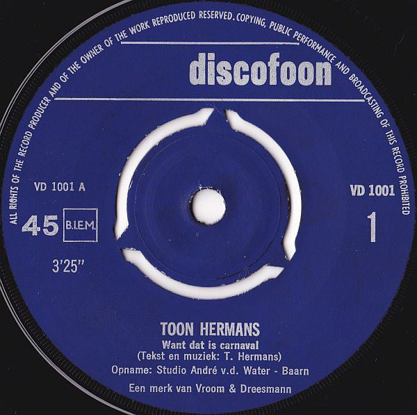 Toon Hermans : Ja, Dat Is Carnaval! (7", Single)