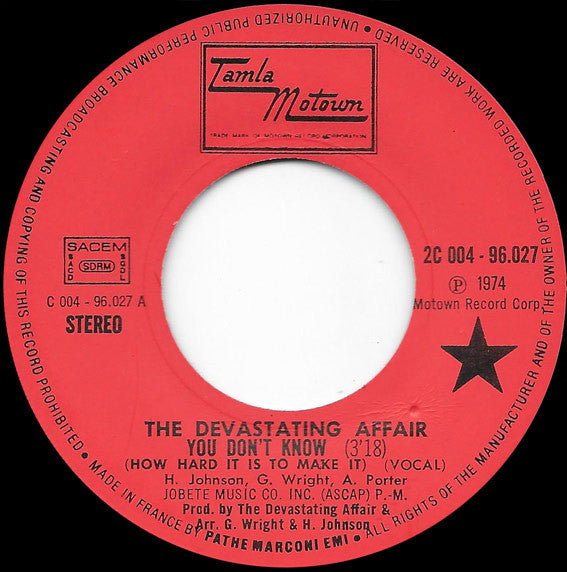 The Devastating Affair : You Don't Know How (How Hard It Is To Make It) (7")