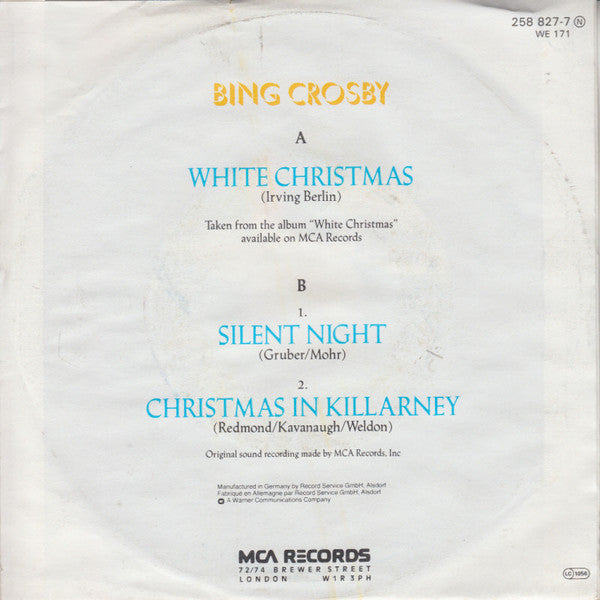 Bing Crosby : White Christmas (7", Single)