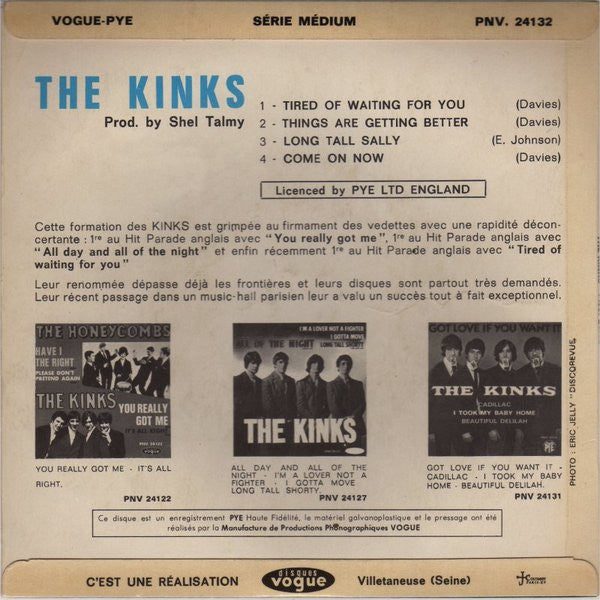 The Kinks : Tired Of Waiting For You (7", EP)