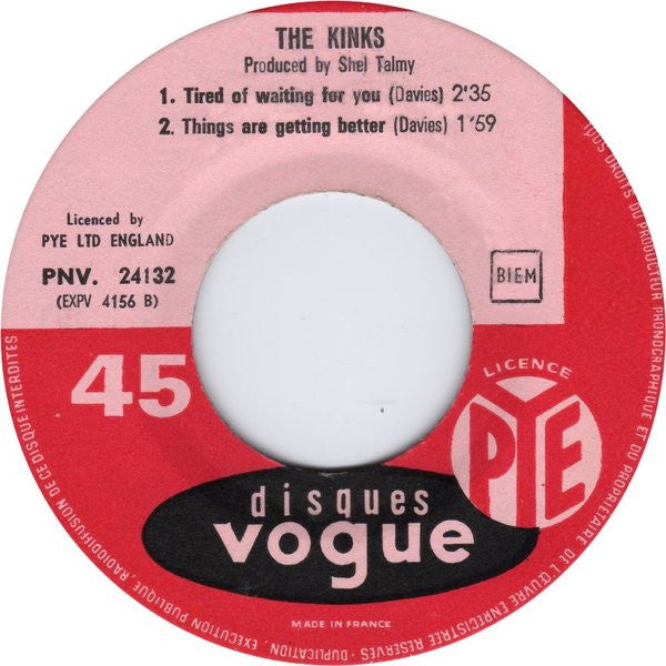 The Kinks : Tired Of Waiting For You (7", EP)