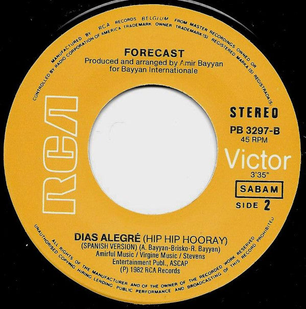 Forecast : Happy Days (Hip Hip Hooray) / Dias Alegré (Spanish Version) (7")