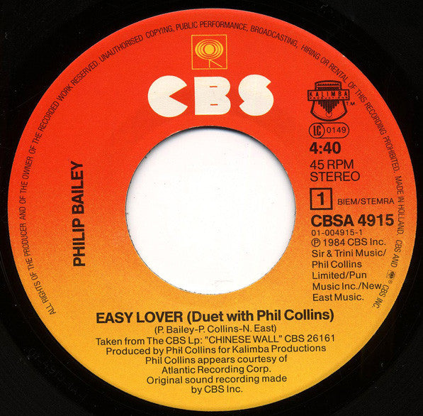 Philip Bailey Duet With Phil Collins : Easy Lover (7", Single)