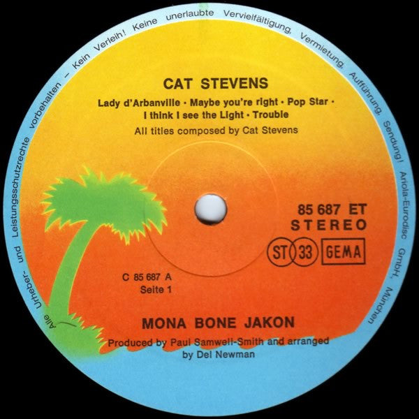 Cat Stevens : Mona Bone Jakon (LP, Album, RE)