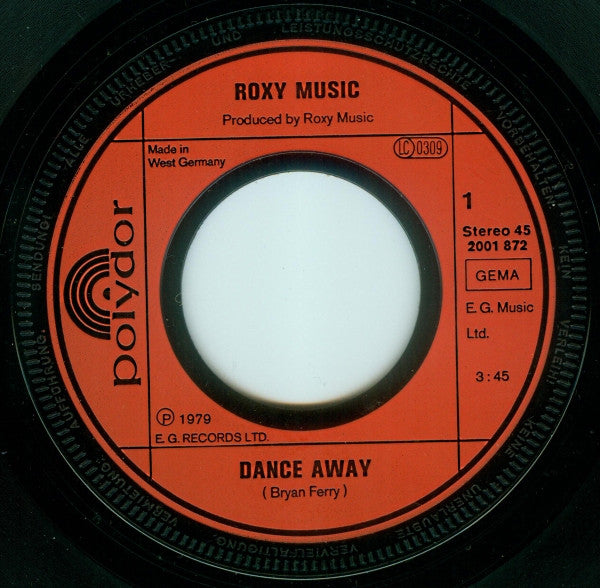 Roxy Music : Dance Away (7", Single)