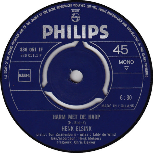 Henk Elsink : Harm Met De Harp / Het Tentje (7", Single, Mono)