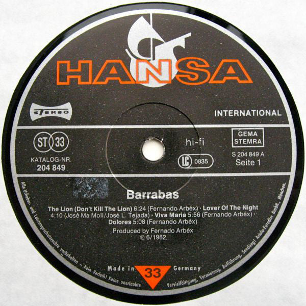 Barrabás* : Bestial (LP, Album)