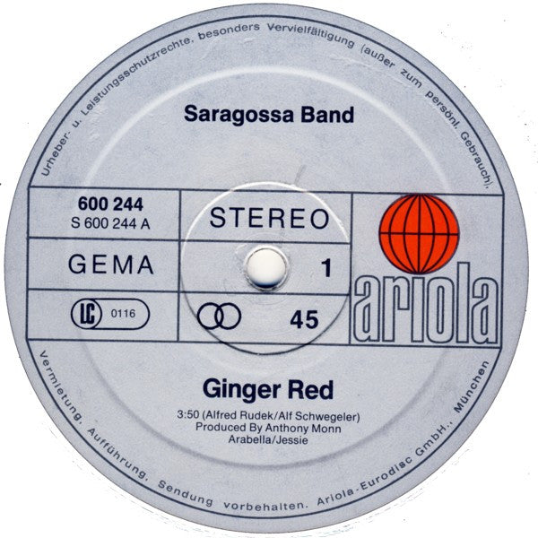 Saragossa Band : Ginger Red (12", Maxi)