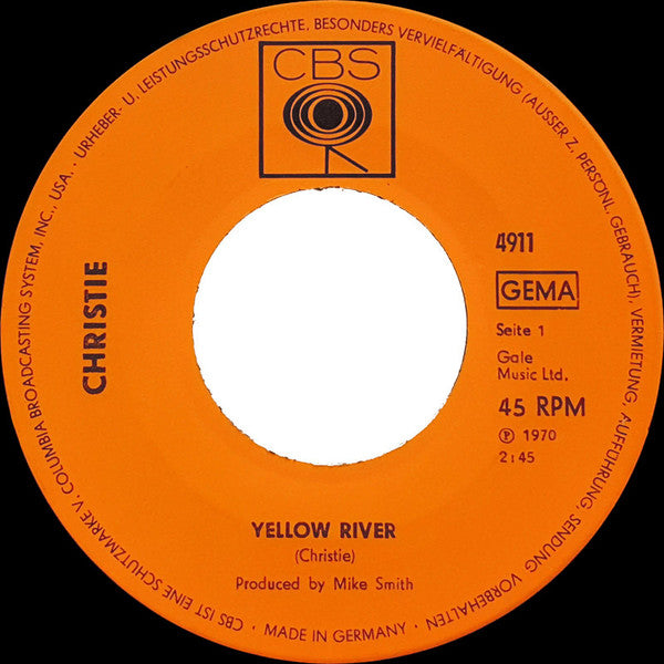 Christie : Yellow River (7", Single)