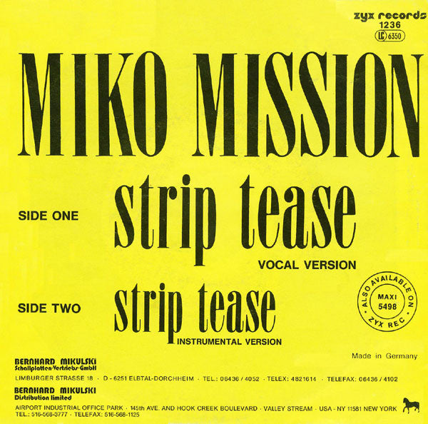 Miko Mission : Strip Tease (7", Single)