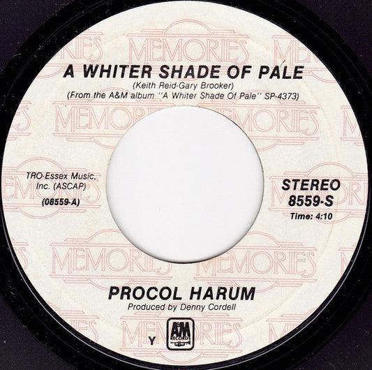 Procol Harum : A Whiter Shade Of Pale (7", Single, RE, Styrene, Y P)