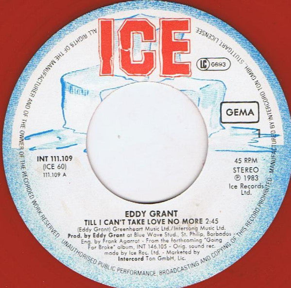 Eddy Grant : Till I Can't Take Love No More (7", Single, Red)