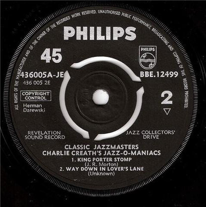 Charles Creath's Jazz-O-Maniacs : Charlie Creath's Jazz-O-Maniacs 1925 (7", EP, Mono)