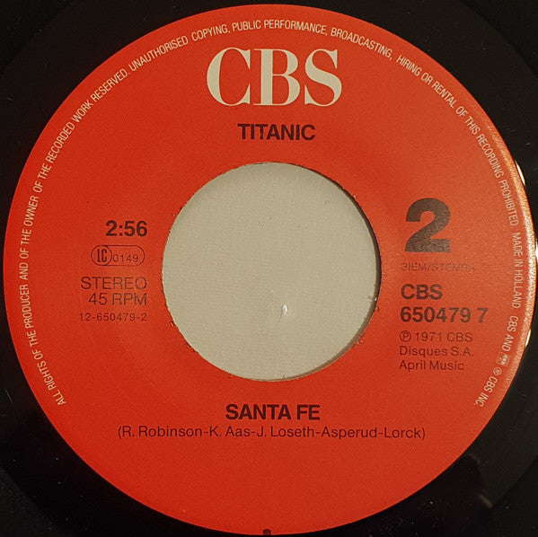 Titanic (3) : Sultana / Santa Fé (7", Single, RE)