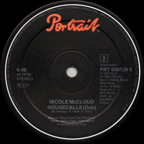 Nicole J McCloud : Housecalls (12", Maxi)