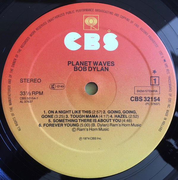 Bob Dylan : Planet Waves (LP, Album, RE)