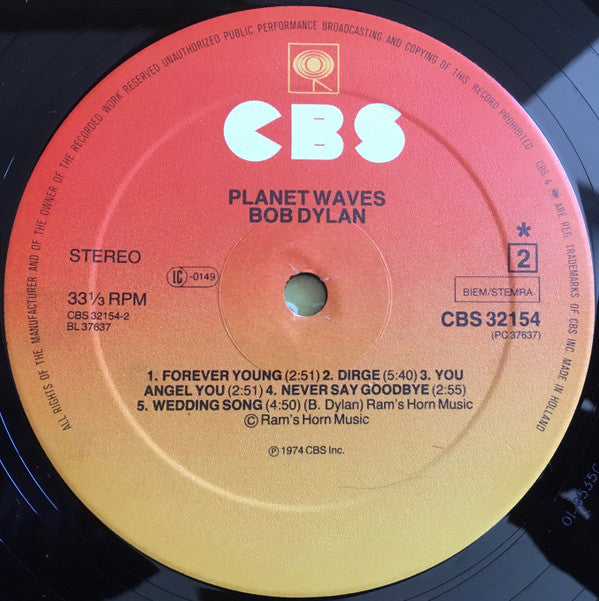 Bob Dylan : Planet Waves (LP, Album, RE)