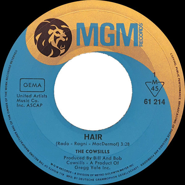 The Cowsills : Hair (7", Single, Mono)