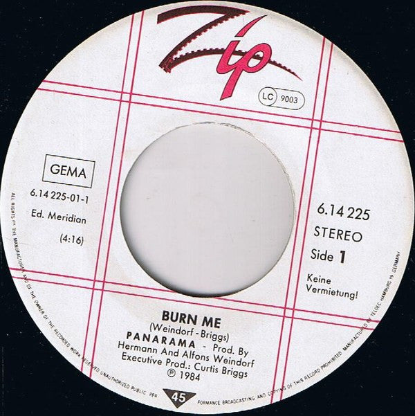 Panarama : Burn Me (7", Single)