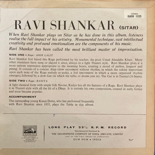 Ravi Shankar : Two Rāga Moods (LP)