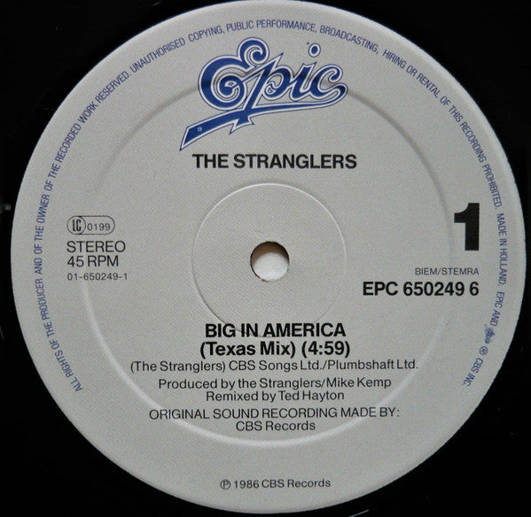 The Stranglers : Big In America (Texas Mix) (12", Maxi)