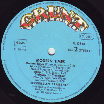 Jefferson Starship : Modern Times (LP, Album, Gat)