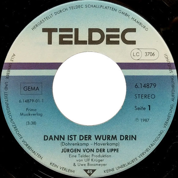 Jürgen Von Der Lippe : Dann Ist Der Wurm Drin (7", Single)