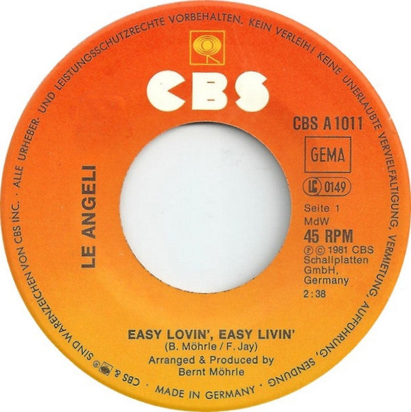 Le Angeli : Easy Lovin', Easy Livin' (7", Single)