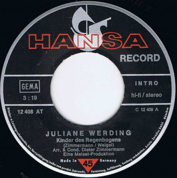 Juliane Werding : Kinder Des Regenbogens   (7", Single)