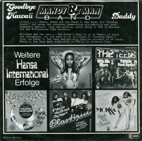 Mandy B. Man Band : Goodbye Hawaii (7", Single)