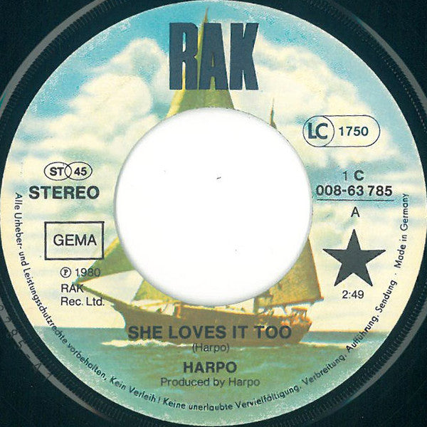 Harpo : She Loves It Too! (7", Single)