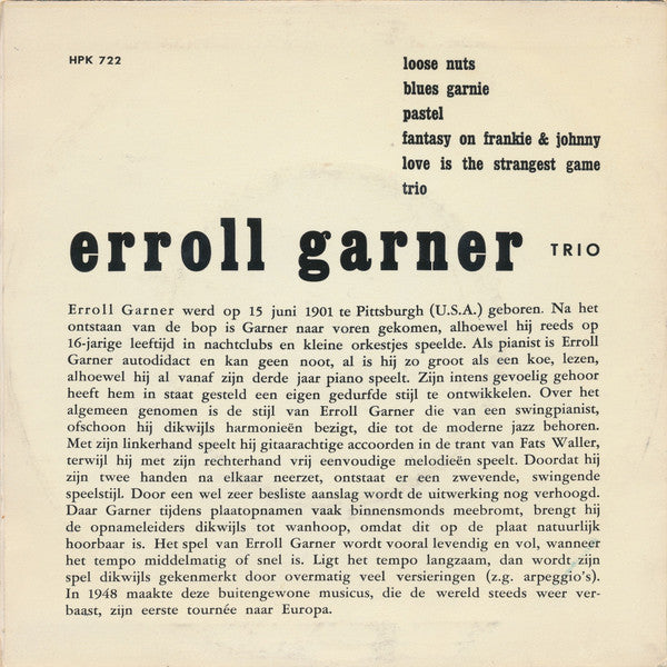 Erroll Garner Trio : Erroll Garner (7", EP)