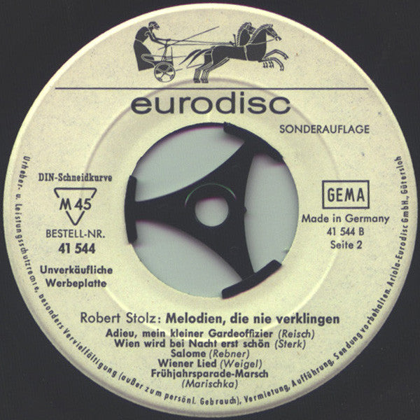 Robert Stolz : Onvergetelijke Melodieën (7", EP, Comp, Mono, Club, Promo)