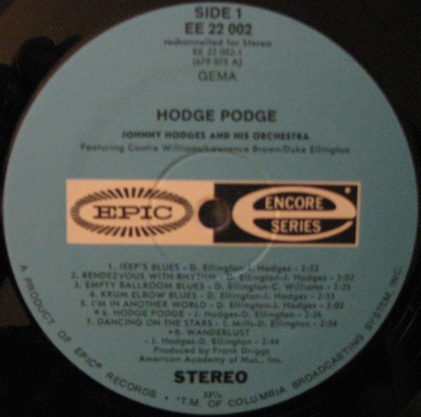 Johnny Hodges And His Orchestra Featuring Duke Ellington, Lawrence Brown & Cootie Williams : Hodge Podge (LP, Comp)