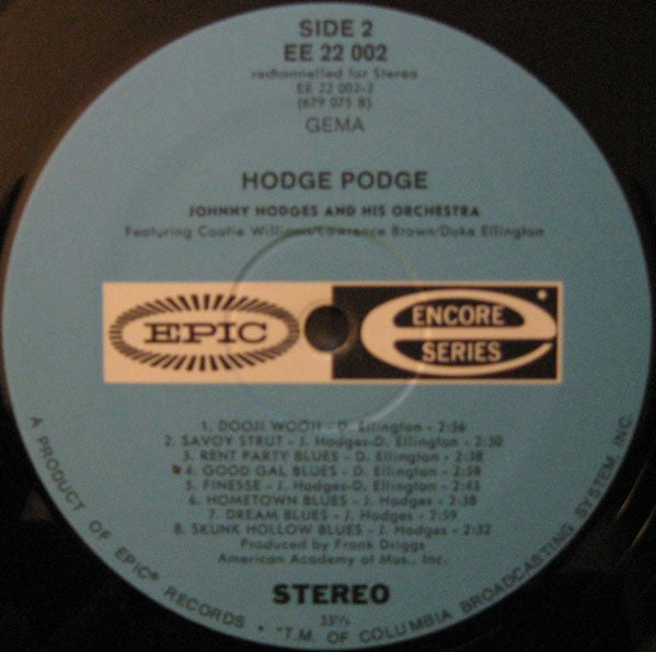 Johnny Hodges And His Orchestra Featuring Duke Ellington, Lawrence Brown & Cootie Williams : Hodge Podge (LP, Comp)