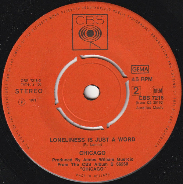 Chicago (2) : Lowdown c/w Loneliness Is Just A Word (7", Single)