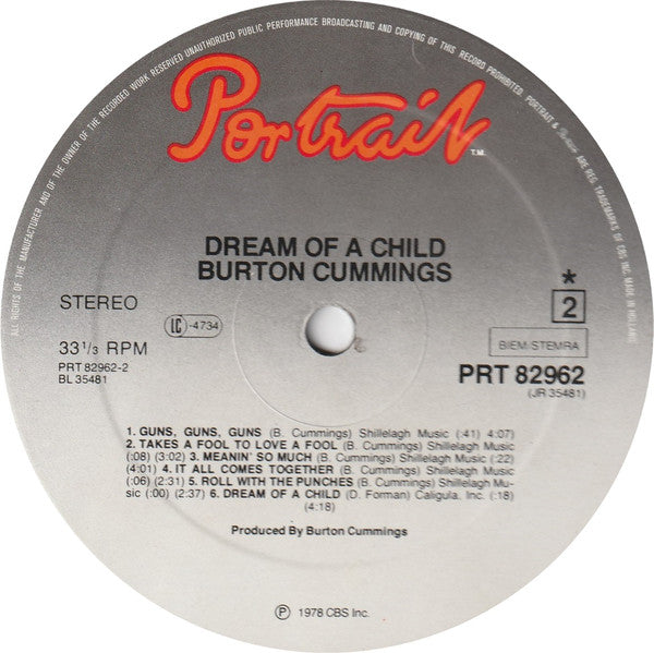 Burton Cummings : Dream Of A Child (LP, Album)