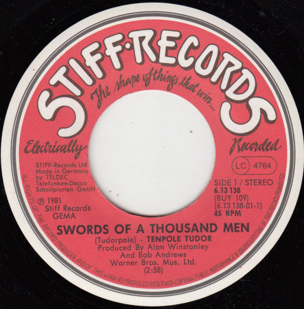 Tenpole Tudor : The Swords Of A Thousand Men (7", Single)