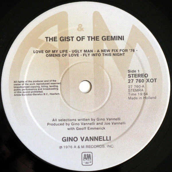 Gino Vannelli : The Gist Of The Gemini (LP, Album, Gat)