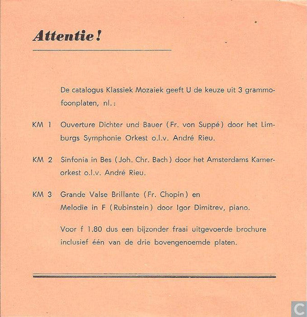 Limburgs Symfonie Orkest o.l.v.  André Rieu (2) : Ouverture Dichter Und Bauer (7", Single)