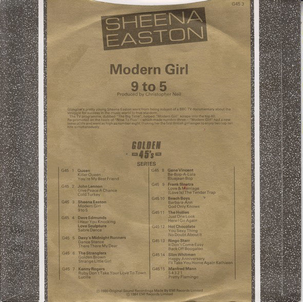 Sheena Easton : Modern Girl / 9 To 5 (7", Single)