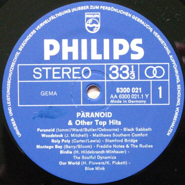 Various : Paranoid & Other Top Hits (LP, Smplr)