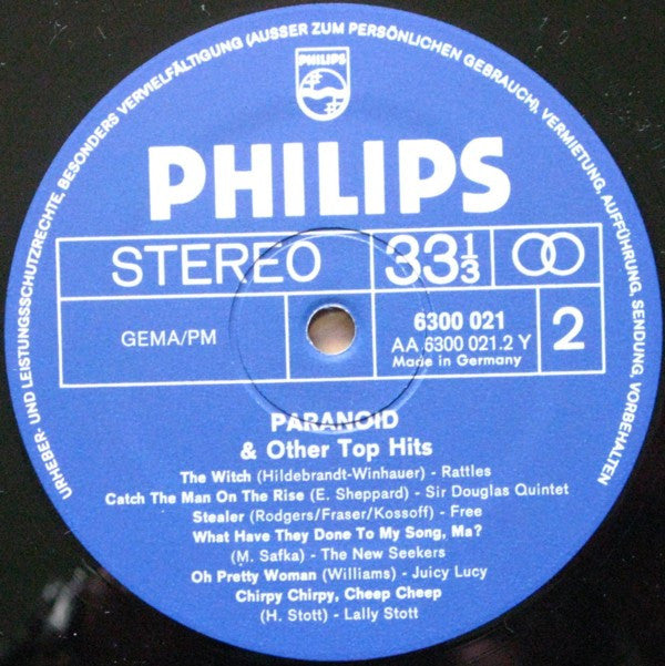 Various : Paranoid & Other Top Hits (LP, Smplr)