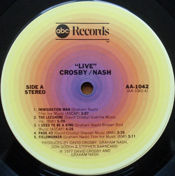 Crosby & Nash : Live (LP, Album)