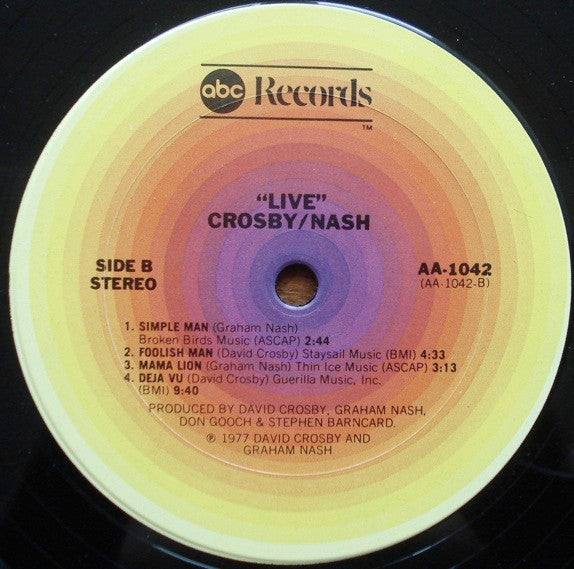 Crosby & Nash : Live (LP, Album)