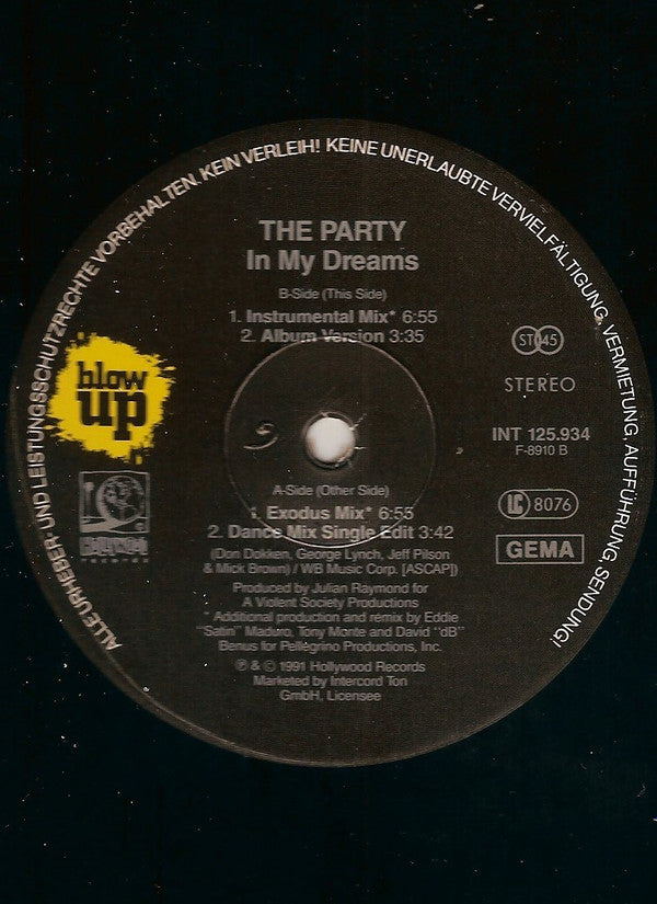 The Party : In My Dreams (12", Single)